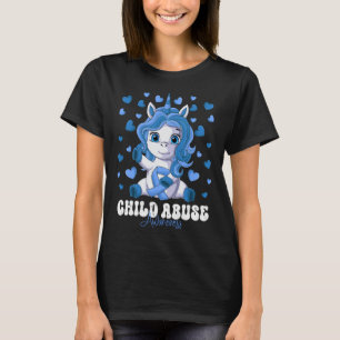 Child Abuse Awareness Month Blue Ribbon Unicorn T-Shirt