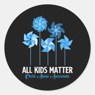 Child Abuse Awareness Pinwheel All Kids Children  Classic Round Sticker