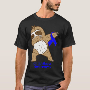 Child Abuse Awareness Ribbon Dabbing Sloth Warrior T-Shirt