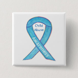 Child Abuse Blue Awareness Ribbon Custom Pin