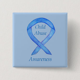 Child Abuse Blue Awareness Ribbon Custom Pin