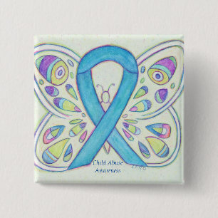 Child Abuse Butterfly Awareness Ribbon Art Pin