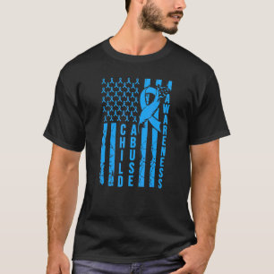 Child Abuse Prevention Awareness Blue Ribbon Ameri T-Shirt