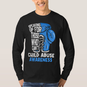 Child Abuse Prevention Awareness Boxing Gloves Blu T-Shirt