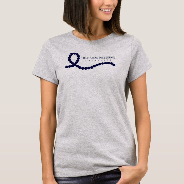 Child Abuse Prevention Awareness Dark Blue Ribbon T-Shirt (Front)