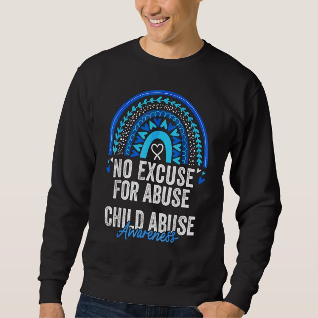 Child Abuse Prevention Awareness Leopard Rainbow B Sweatshirt (Front)