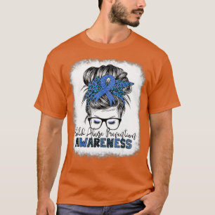 Child Abuse Prevention Awareness Messy Hair Bun Bl T-Shirt