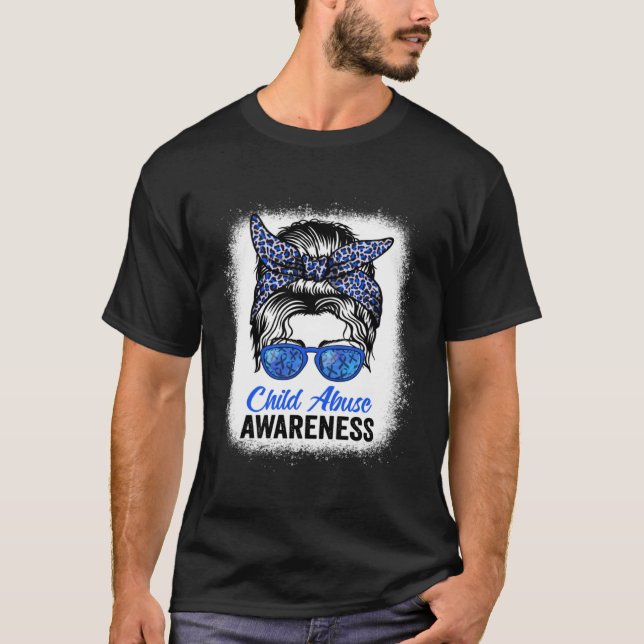 Child Abuse Prevention Awareness Month Leopard Mes T-Shirt (Front)