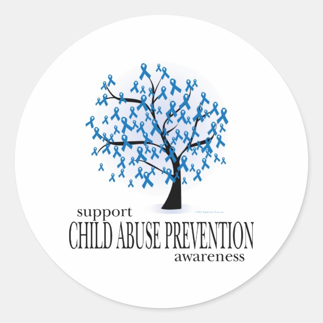 Child Abuse Prevention Tree Classic Round Sticker (Front)