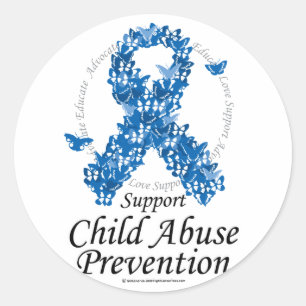 Child Abuse Ribbon of Butterflies Classic Round Sticker
