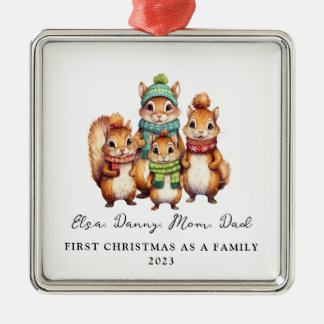 Child Adoption First Christmas As Family Squirrels Metal Tree Decoration