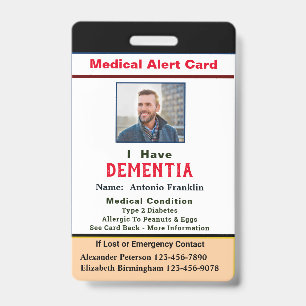 Child Adult Photo Medical Alert Disability Card ID Badge