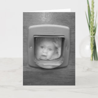 Child and a Cat Flap Greeting Card