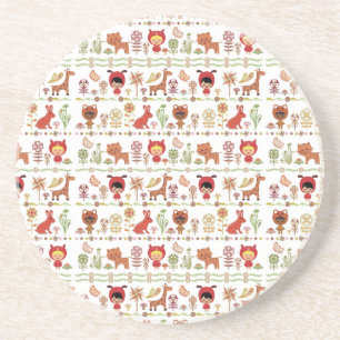 Child and Animals Pattern Coaster