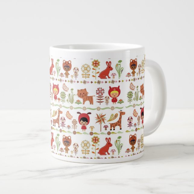 Child and Animals Pattern Large Coffee Mug (Front Right)