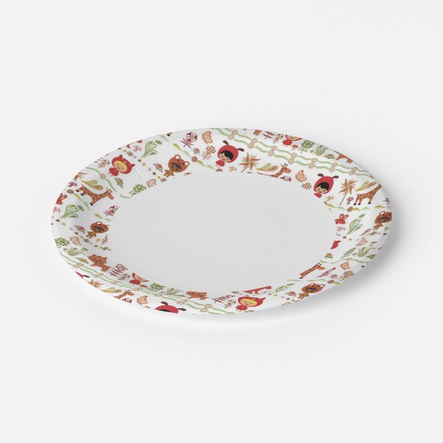 Child and Animals Pattern Paper Plate (Angled)
