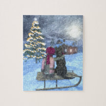 Child and Dog Watching for Santa Puzzle