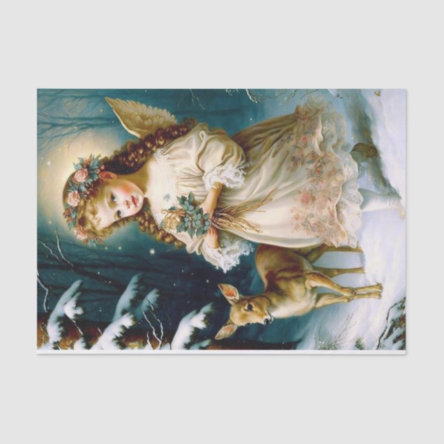 Child and Fawn Christmas Tissue Paper (Front)