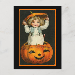 Child and Pumpkin Postcard