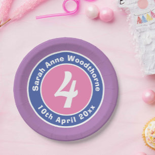 Child Birthday Party Celebration with Age Paper Plate