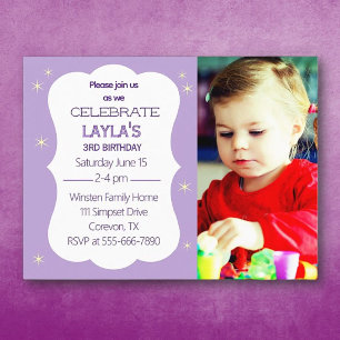 Child Birthday Party Photo Invite Post card