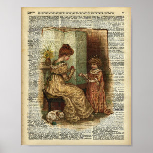 Child Book crocheting Illustration Poster