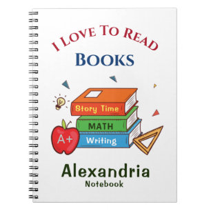 Child Books I Love To Read Personalize Notebook