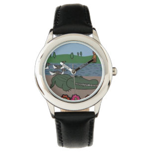 Child bracelet clock with crocodile design watch