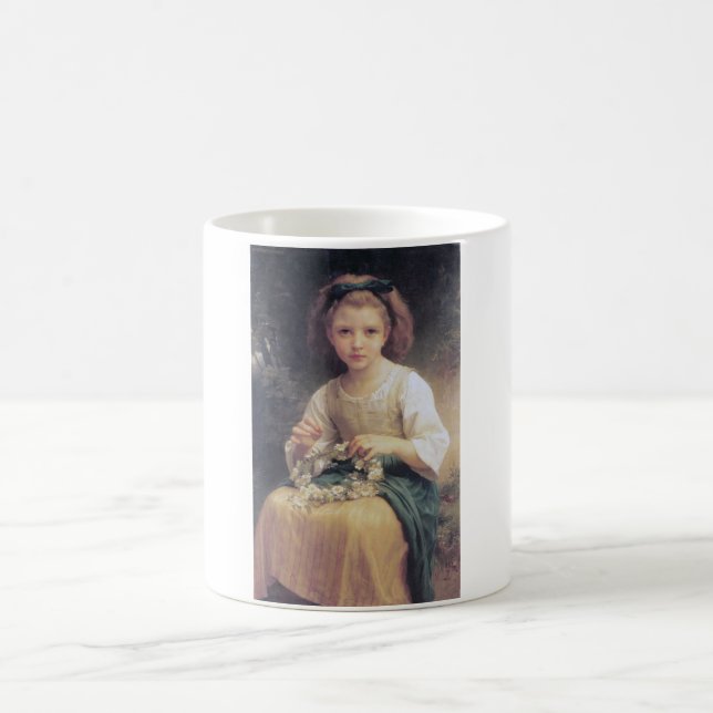 Child Braiding a Crown, Bouguereau Coffee Mug (Center)