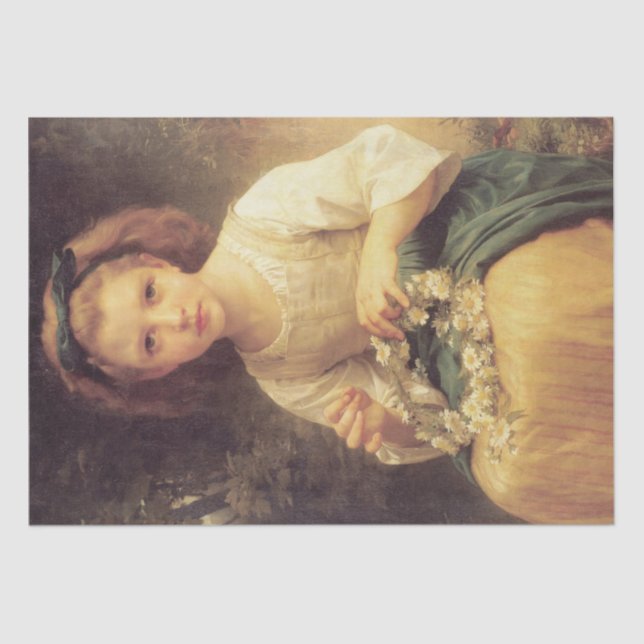 Child Braiding a Crown by W.A. Bouguereau Tissue Paper (Front)
