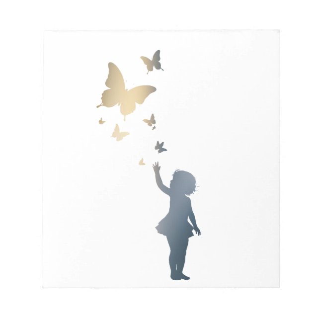 Child Butterfly Happy Life Illustration Silhouette Notepad (Front)