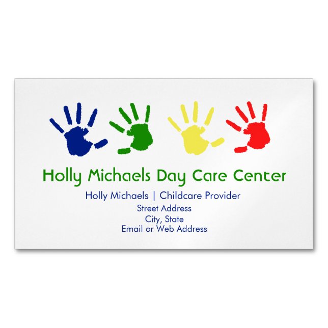 Child Care / Babysitter Magnetic Business Cards (Front)