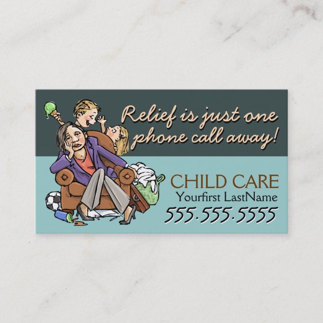 Child Care.Babysitting.Custom text/colour Business Card (Front)