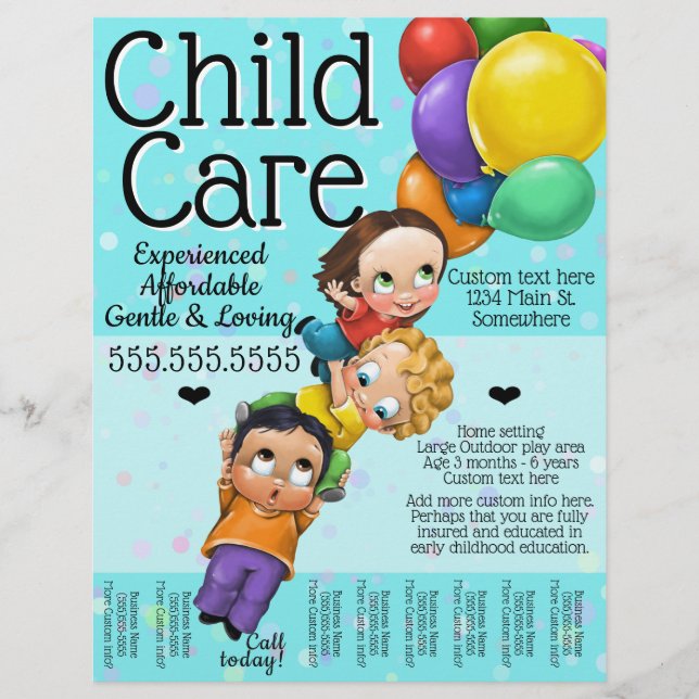 Child Care. Day Care. 8x10 Custom Tear Sheet (Front)