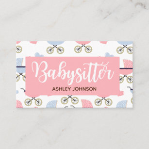 Child Care Nanny Babysitter Cute Stroller Pattern Business Card