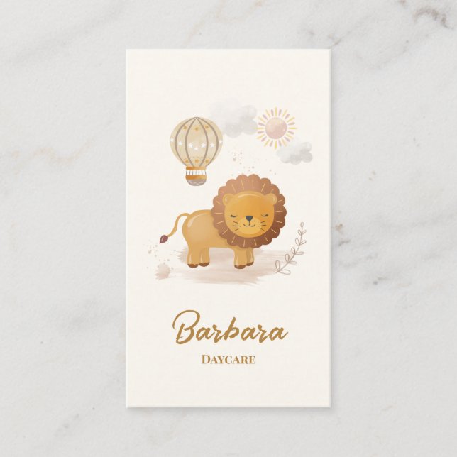  Child Care Nanny Babysitter Daycare Lion QR CODE Business Card (Front)