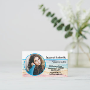 Child Care Watercolor Custom Photo Business Card
