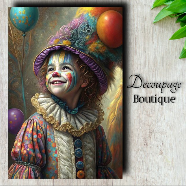 Child Circus Clown Decoupage Tissue Paper (Child Circus Clown Decoupage Tissue Paper)