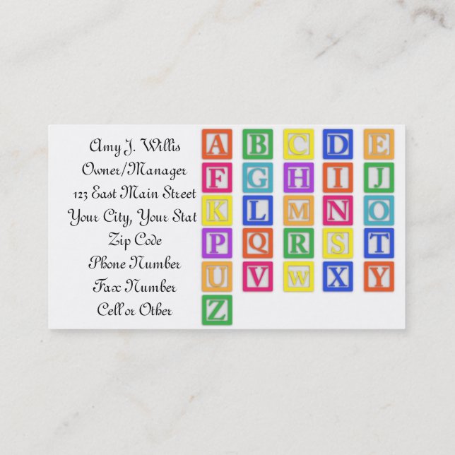 Child Day Care Business Card (Back)