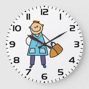 Child Doctor Kids Medical Character Large Clock