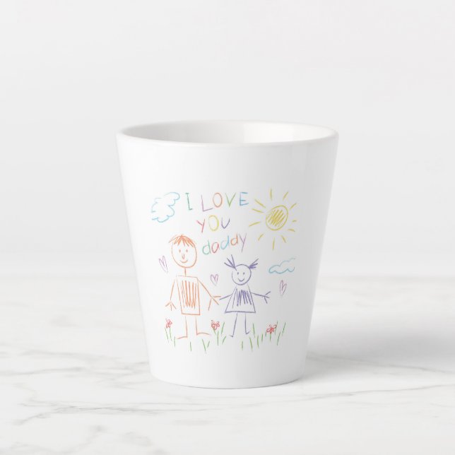 Child Drawing Dad Latte Mug (Front)