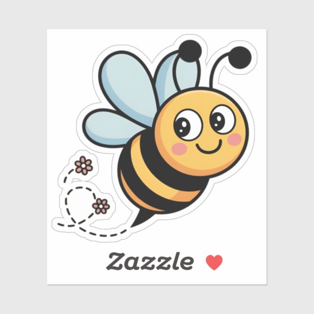 Child-Friendly Bee Mascot with Dotted Trail (Sheet)