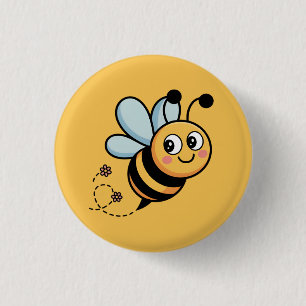 Child-Friendly Bee Mascot with Dotted Trail 3 Cm Round Badge