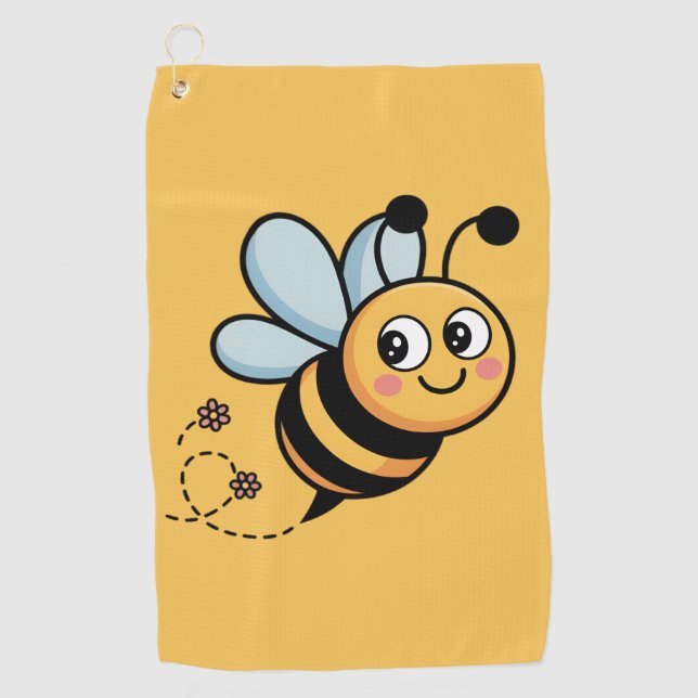 Child-Friendly Bee Mascot with Dotted Trail Golf Towel (Front)