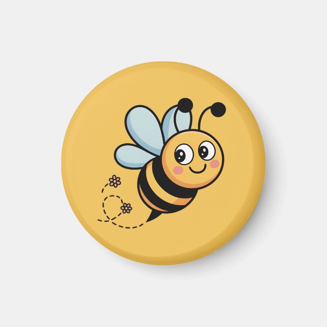 Child-Friendly Bee Mascot with Dotted Trail Magnet (Front)