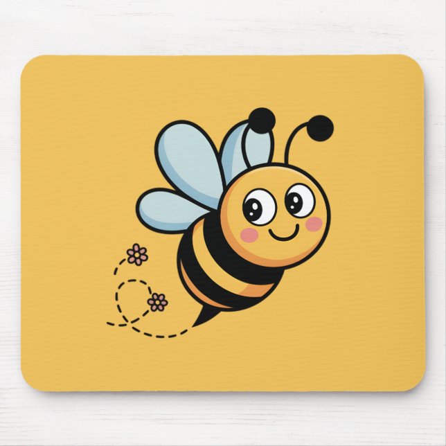 Child-Friendly Bee Mascot with Dotted Trail Mouse Pad (Front)