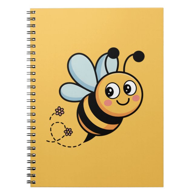 Child-Friendly Bee Mascot with Dotted Trail Notebook (Front)