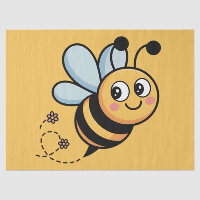 Child-Friendly Bee Mascot with Dotted Trail Tissue Paper (Front)