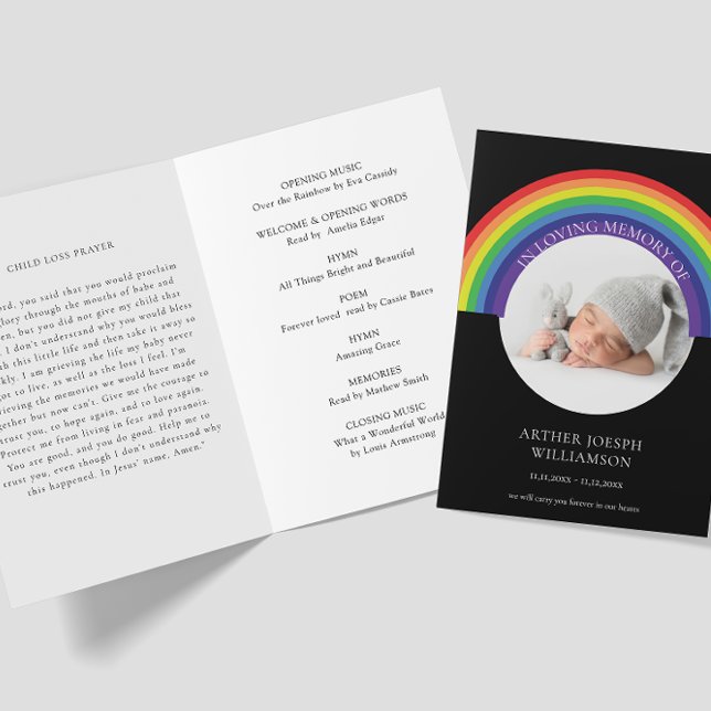 Child funeral rainbow photo order of service  invitation (Creator Uploaded)