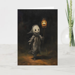 Child Ghost Halloween Oil Painting, Dark Academia Card